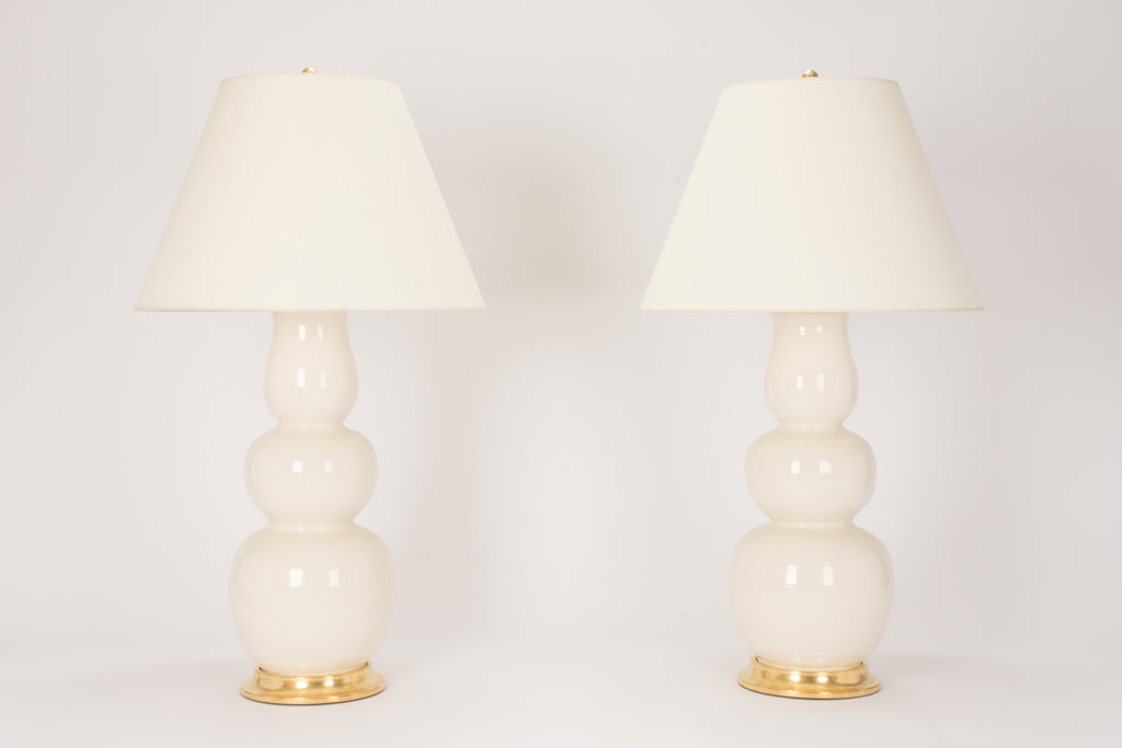 Pair of Allen Lamps in Tea Stain Crackle