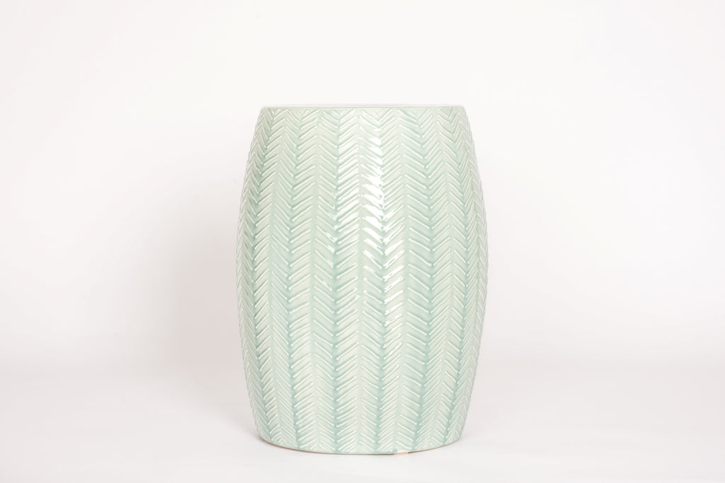 Garden Stool with Chevron in Duck Egg