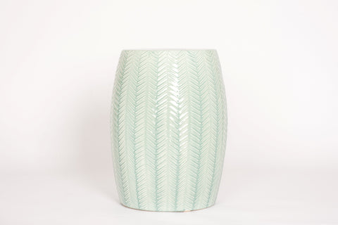Garden Stool with Chevron in Duck Egg