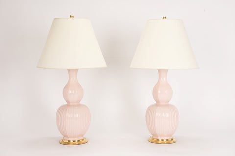 Pair of Delft Lamps in Blush Pink