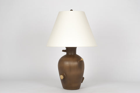 Single Faux Bois Lamp in Matte Brown