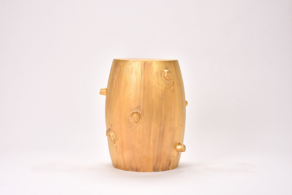 Faux Bois Garden Stool in Matte Gold