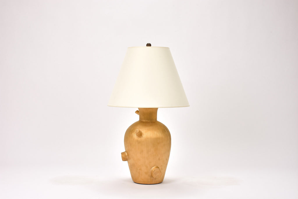 Single Faux Bois Lamp in Gold Luster