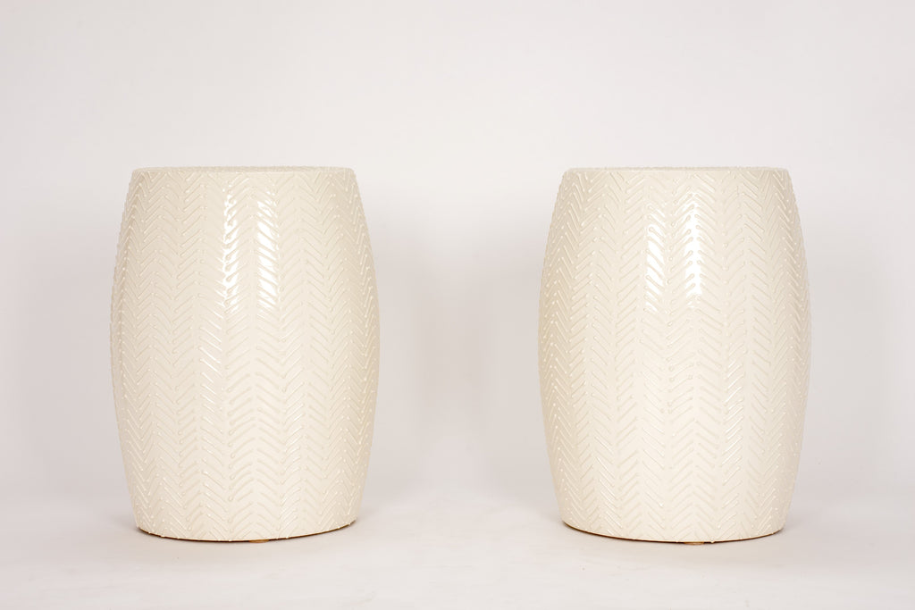 Pair of Garden Stools with Chevron in Clear