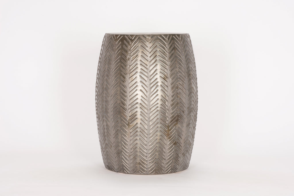 Garden Stool with Chevron in Matte Bronze