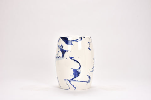 Garden Stool in Delft Blue Marble