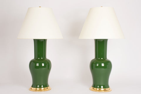 Pair of Garniture Lamps in Dark Green
