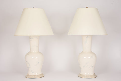 Pair of Garniture Lamps in Heather Grey Marble