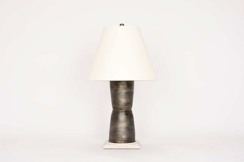 Single HT Modern Hourglass Lamp in Matte Bronze