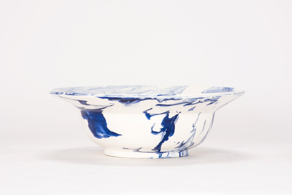 HT Low Bowl in Delft Blue Marble