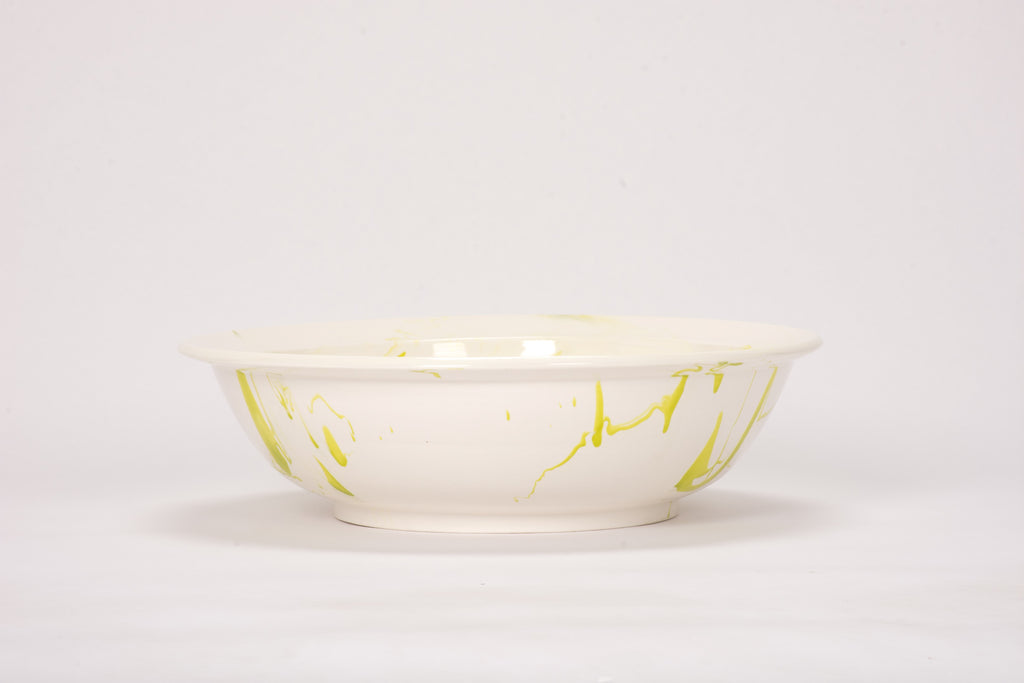HT Low Bowl in Lime Green Marble
