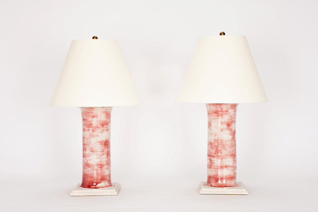 Pair of HT Medium Patricia Lamps in Mottled Cranberry