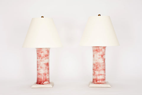 Pair of HT Medium Patricia Lamps in Mottled Cranberry