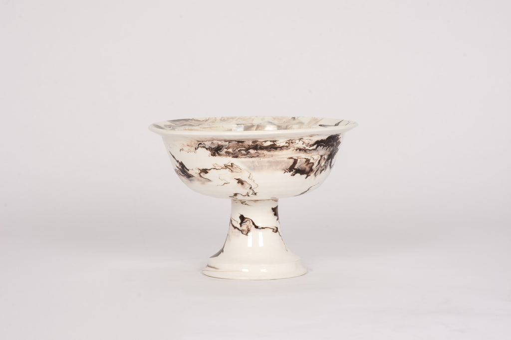 HT Pedestal Bowl in Brown Marble