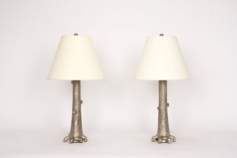 Pair of HT Tree Lamps in Platinum Luster