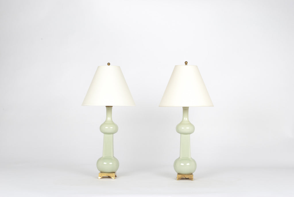 Pair of Hadley Bottle Lamps in Blue Celadon