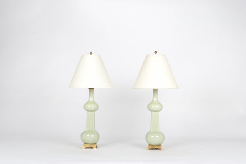 Pair of Hadley Bottle Lamps in Blue Celadon
