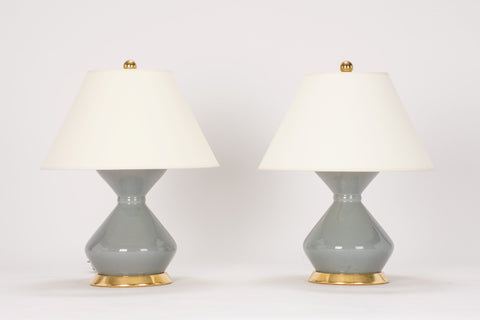 Pair of Hager Lamps in Blue Grey