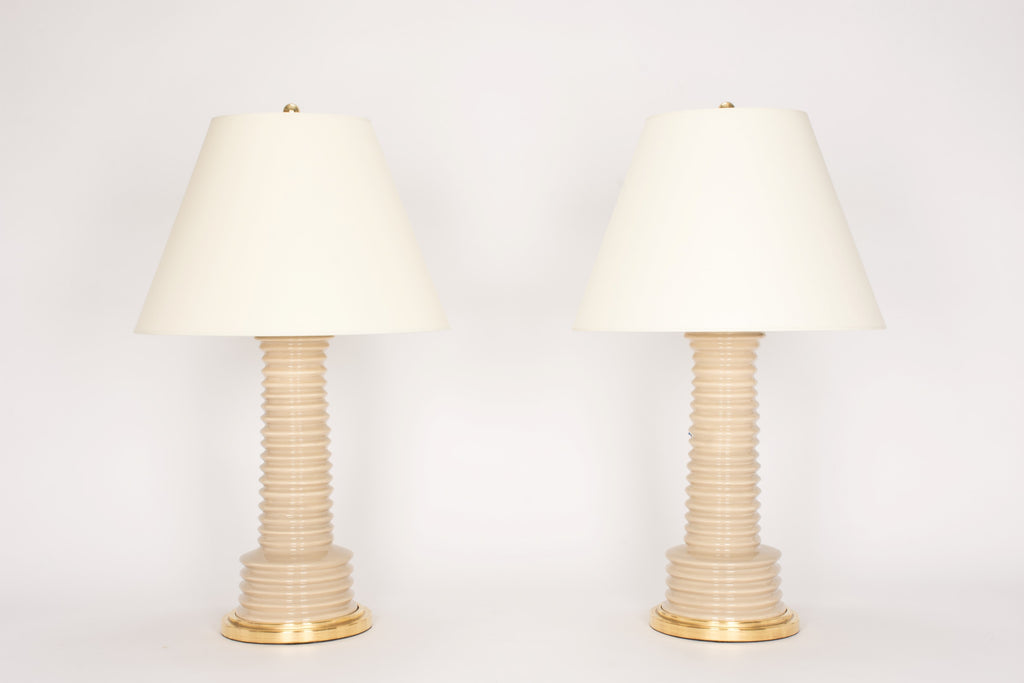 Pair of Harry Lamps in Warm Beige