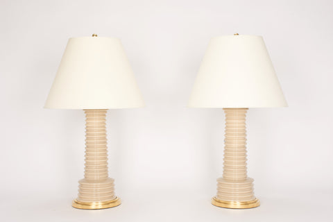 Pair of Harry Lamps in Warm Beige