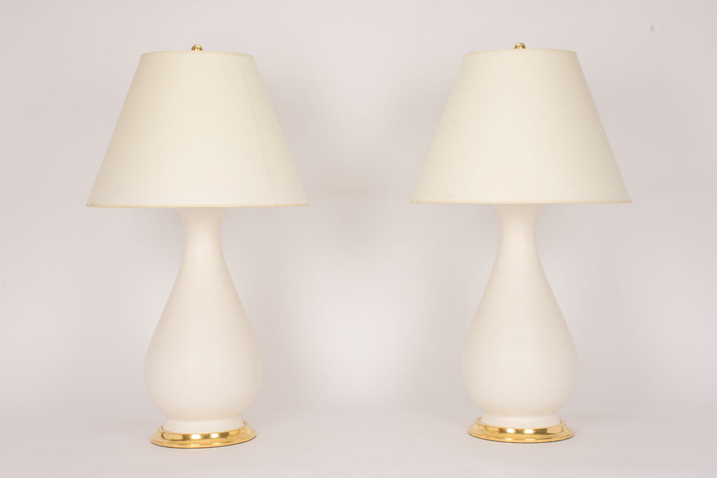 Pair of Large Louisa Lamps in Matte White