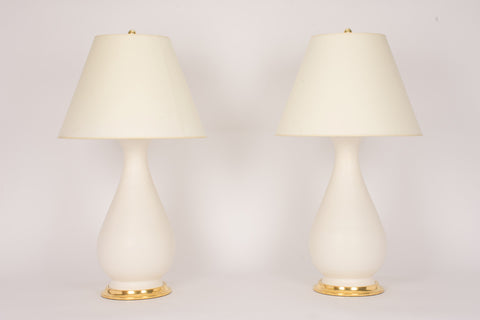 Pair of Large Louisa Lamps in Matte White