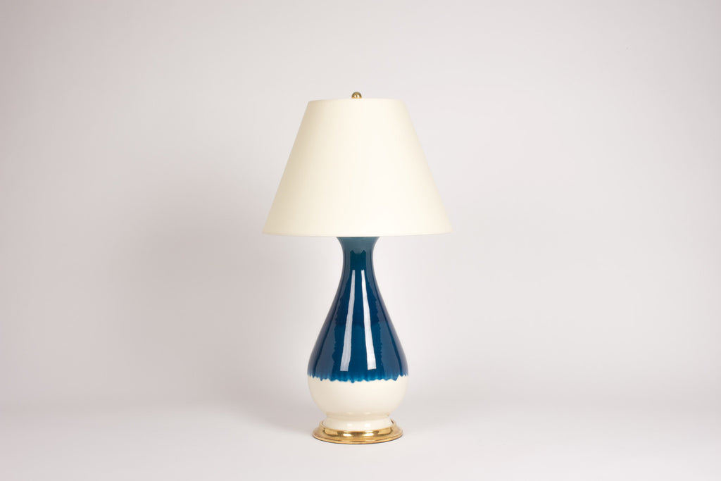 Single Large Louisa Lamp in Prussian Blue Ombre