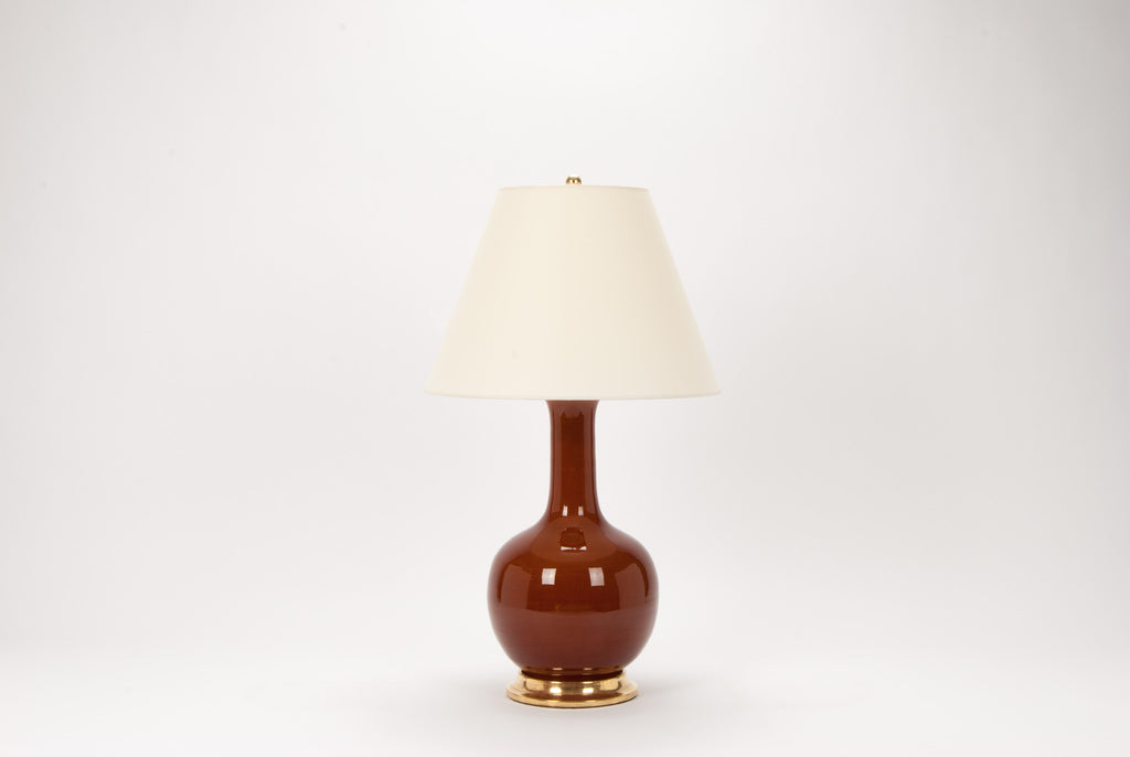 Single Large Single Gourd Lamp in Amber