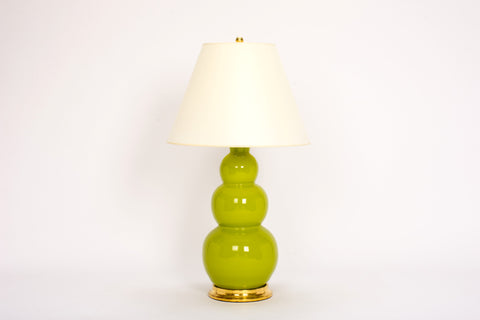 Single Large Three Ball Lamp in Chartreuse