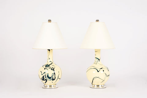 Pair of Lindsay Lamps in Custom Marble