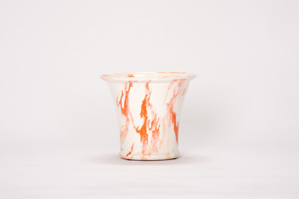 Medium Cache Pot in Orange Marble