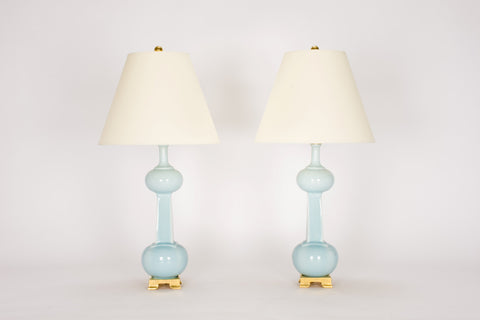 Pair of Medium Hadley Bottle Lamps in Hydrangea