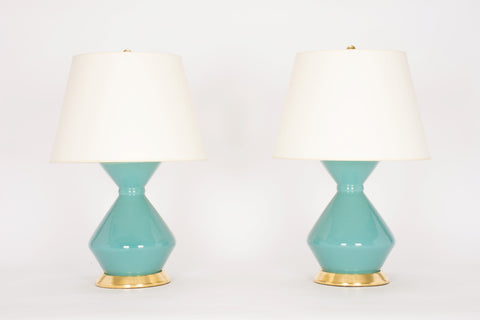 Pair of Medium Hager Lamps in Aqua