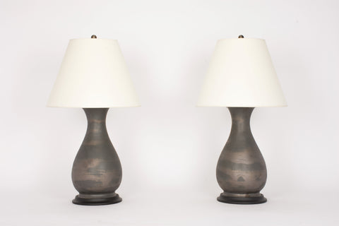 Pair of Medium Louisa Lamps in Matte Bronze
