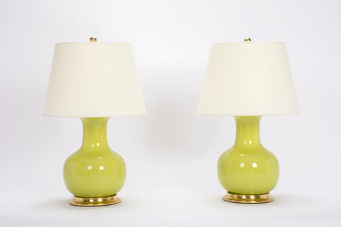 Pair of Medium William Lamps in Apple Green