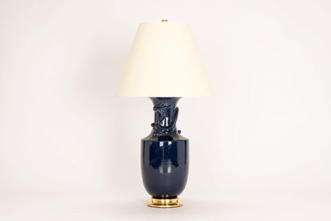 Single Ming Dragon Lamp in Indigo