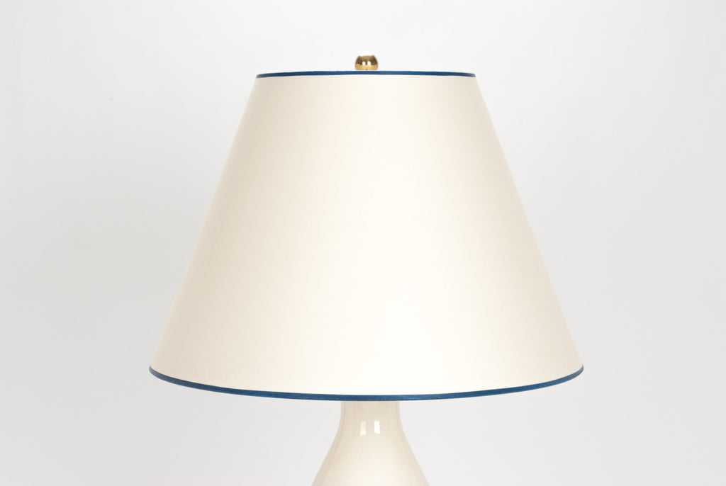 Lampshade in Off-White Paper Vellum with Blue Trim 9/18/13