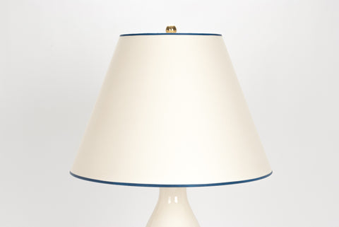 Lampshade in Off-White Paper Vellum with Blue Trim 9/18/13