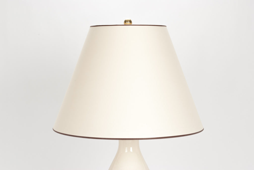 Lampshade in Off-White Paper Vellum with Chestnut Trim 9/18/13