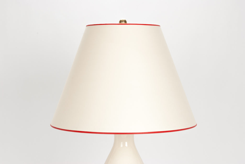 Lampshade in Off-White Paper Vellum with Red Trim 9/18/13