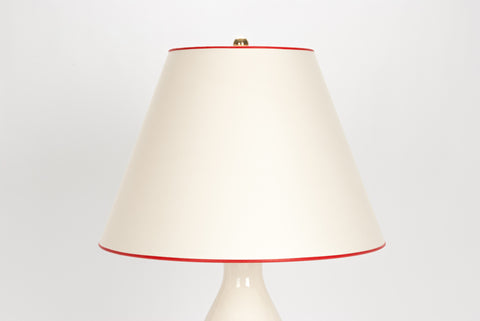 Lampshade in Off-White Paper Vellum with Red Trim 9/18/13