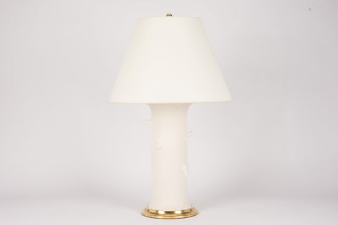 Single Patricia with Lamp with Faux Bois in Matte White