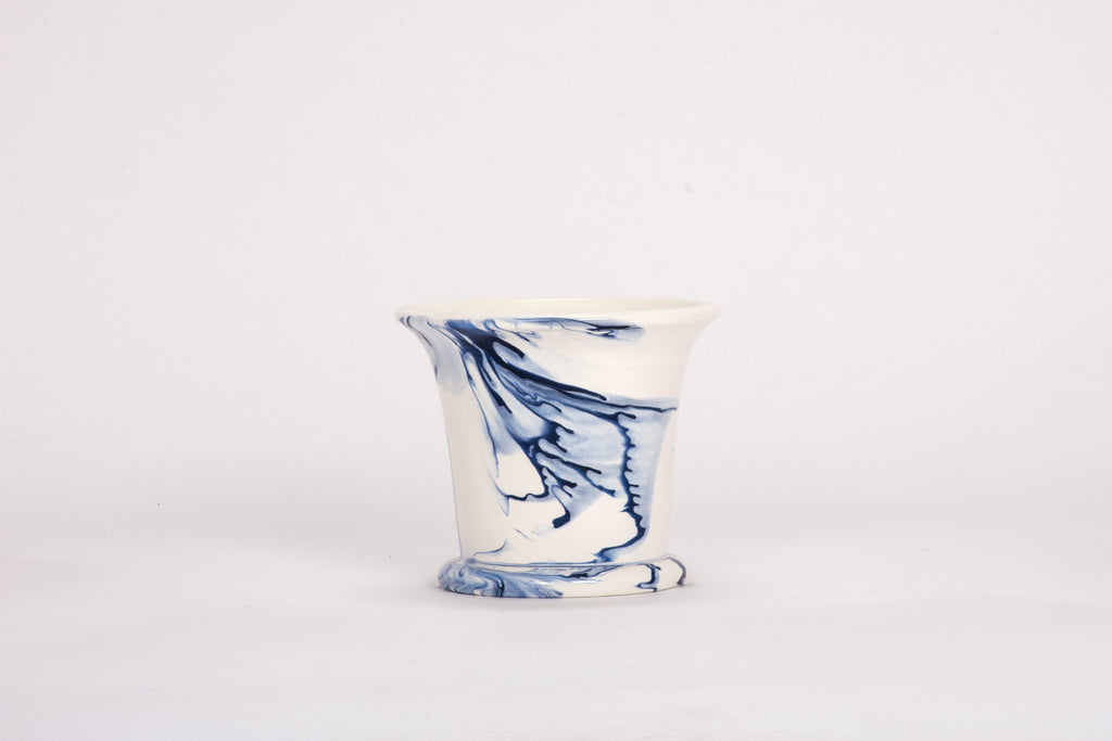 Small Cache Pot in Delft Blue Marble