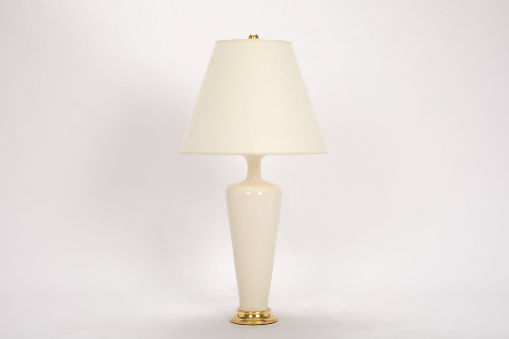 Single Small Vase Lamp in Tea Stain Crackle