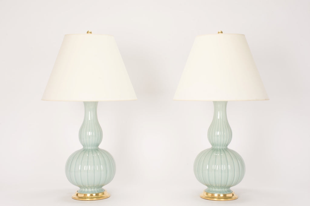 Pair of Suzanne Lamps in Duck Egg