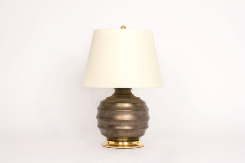 Single Wide Ribbed Ball Lamp in Matte Bronze