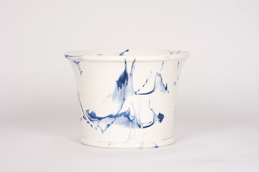 HT Extra Large Cache Pot in Delft Blue Marble